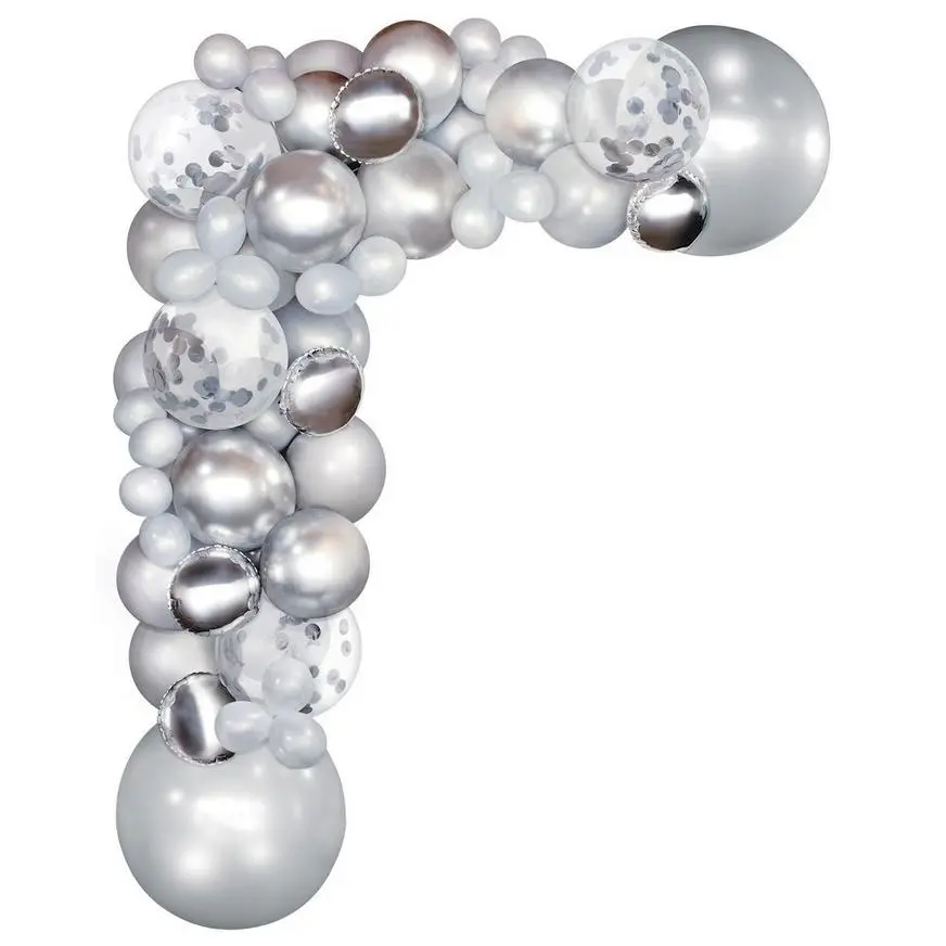 Air-Filled Silver Balloon Garland Kit - Image 2