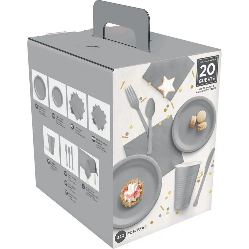 Silver Tableware Kit For 20 Guests, 222pc