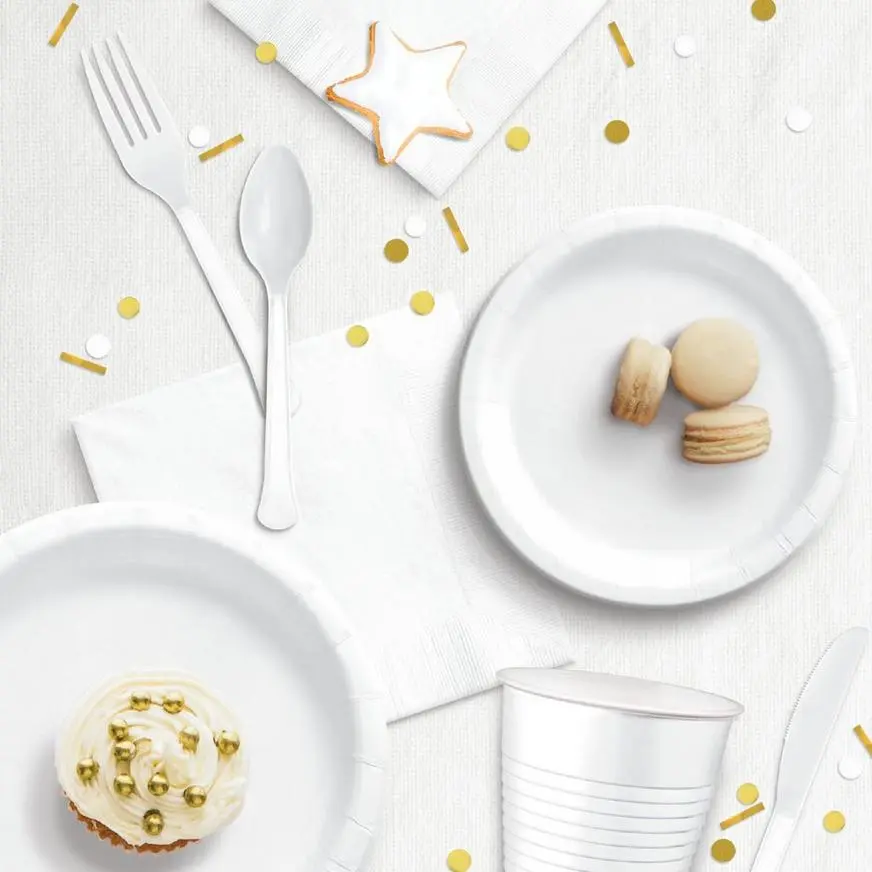 White Tableware Kit For 20 Guests, 222pc - Image 2