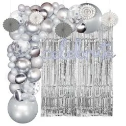 Metallic Silver Photo Booth Backdrop Kit