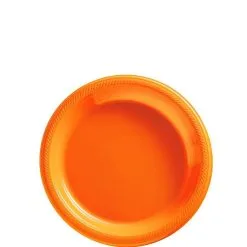 Orange Plastic Dessert Plates 20ct