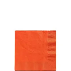 Orange Paper Beverage Napkins, 5in, 40ct