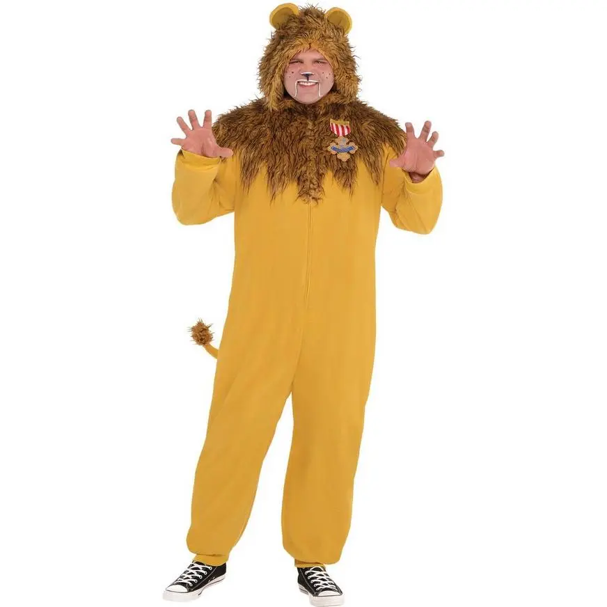 Adult Zipster Cowardly Lion One Piece Costume Plus Size - The Wizard Of Oz