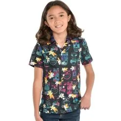 Multicolor Tiki Button Up Shirt For Kids