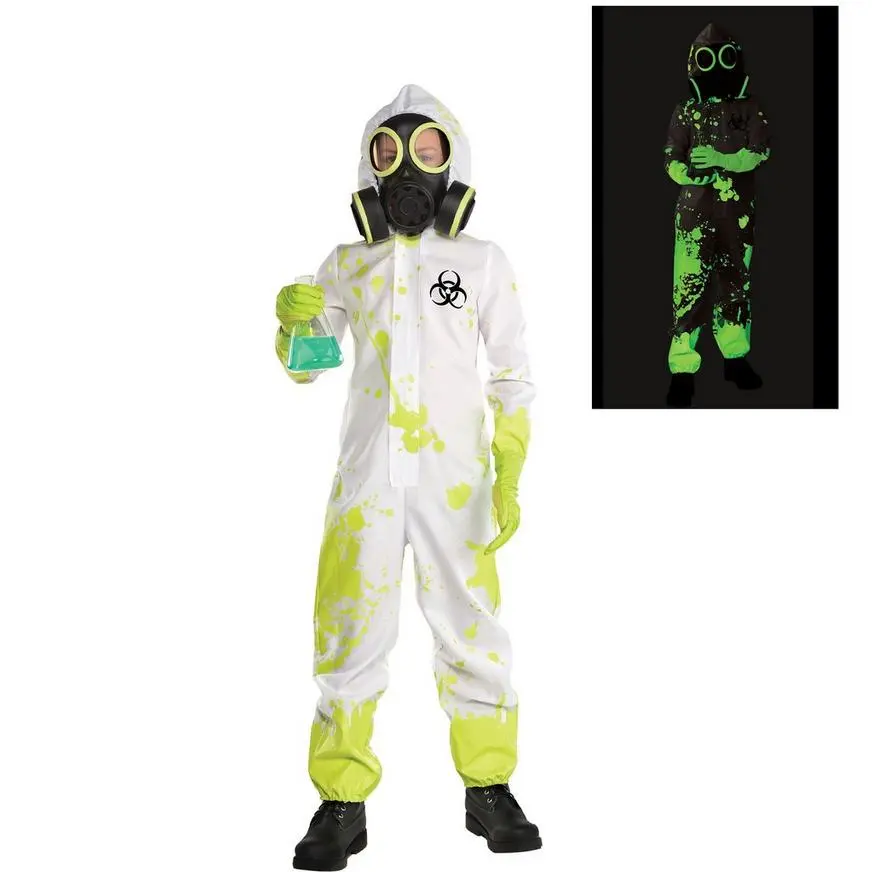 AMSCAN Kids' Radioactive Hazmat Suit Glow-in-the-Dark Costume