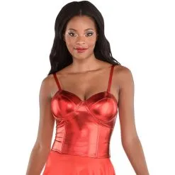AMSCAN Red Sleek Corset For Adults With Removable Straps